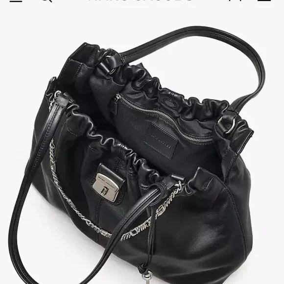 Marc Jacobs The Cristina Tote Black Leather Shoulder Bag with Chain Detail - Picture 3 of 6
